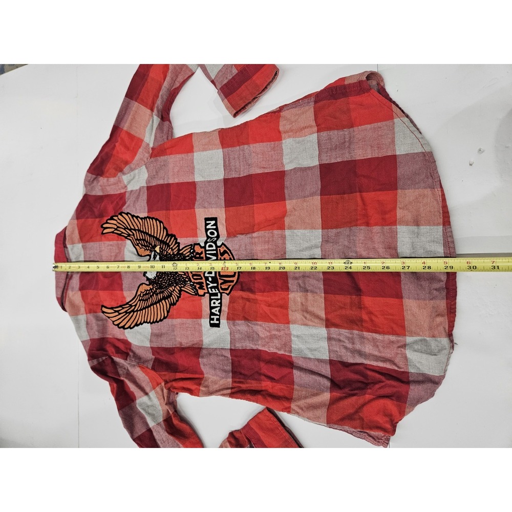 Harley-Davidson Women's Plaid Flannel Shirt - Screamin' Eagle Back (Size M) - Picture 15 of 16